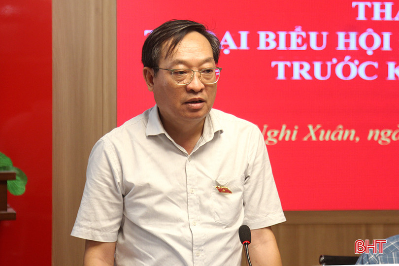 Bí thư Huyện ủy Đặng Trần Phong - Tổ trưởng Tổ đại biểu HĐND tỉnh bầu tại huyện Nghi Xuân kết luận buổi thảo luận.