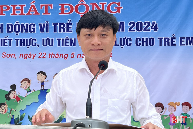 Phó Chủ tịch UBND Hương Sơn Hồ Thái Sơn phát động Tháng hành động vì trẻ em.