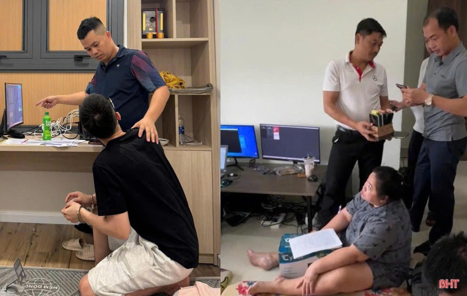 Các đối tượng bị bắt giữ khi đang thực hiện các hành vi phạm tội.