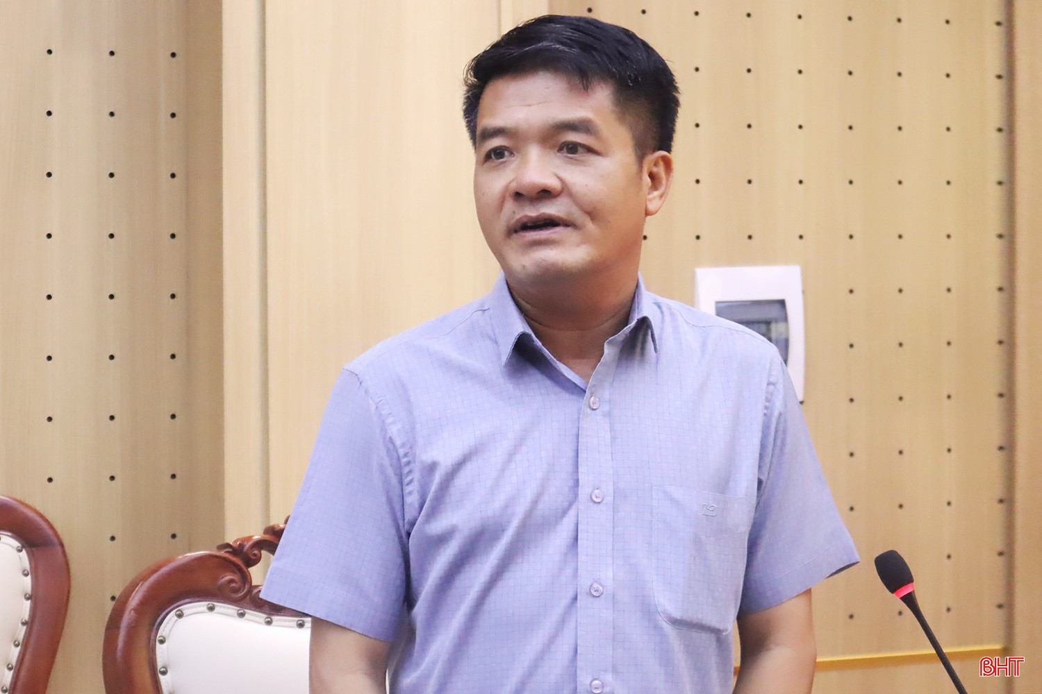 Trưởng ban Nội chính Tỉnh ủy Trần Nhật Tân phát biểu tại cuộc làm việc.