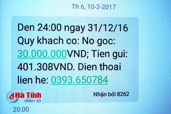 ngan hang csxh loc ha lam ro tin nhan bao no 30 trieu trong dem