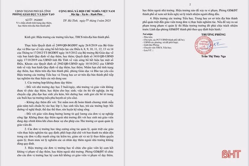 Hà Tĩnh chấn chỉnh tình trạng dạy thêm, học thêm