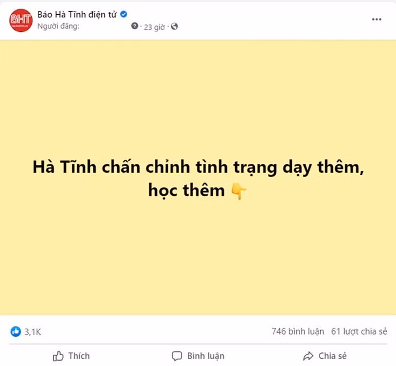 Bạn đọc Báo Hà Tĩnh đồng tình cao việc chấn chỉnh hoạt động dạy thêm, học thêm