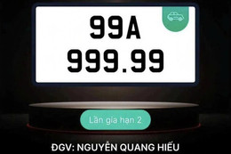 Biển số ôtô 99A-999.99 trúng đấu giá gần 28 tỷ đồng