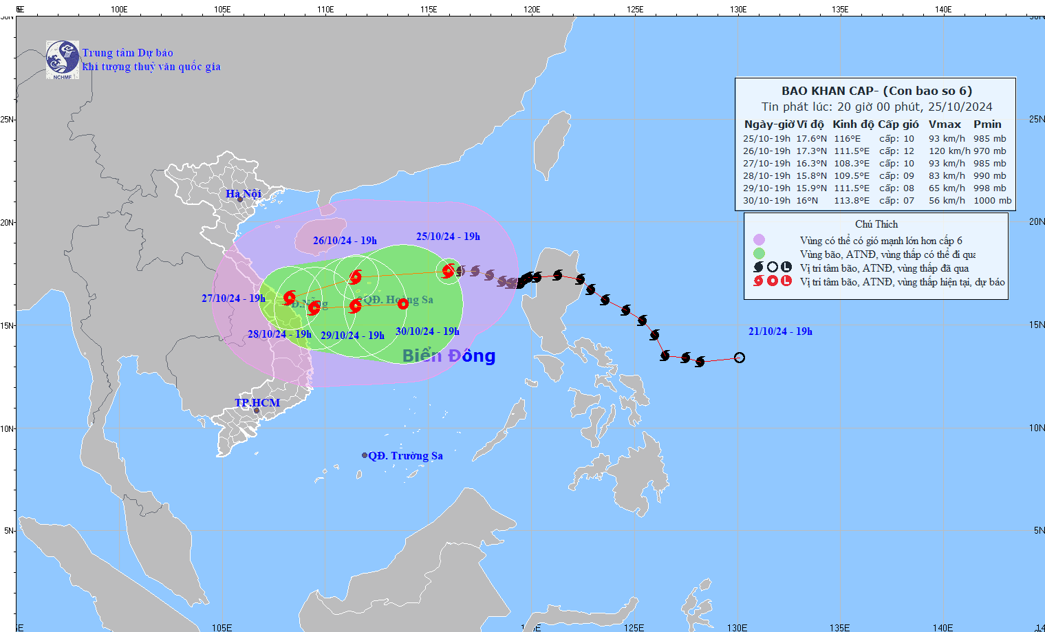 Bão số 6 cách quần đảo Hoàng Sa khoảng 410km, Hà Tĩnh dự báo mưa to