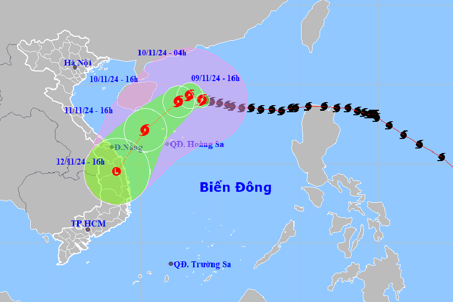 Bão số 7 cách quần đảo Hoàng Sa khoảng 370km, gió giật cấp 17