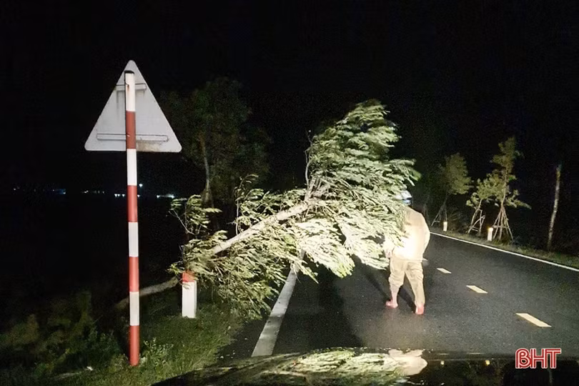 Mưa to kèm gió giật mạnh, nhiều cột điện ở Hà Tĩnh bị gãy đổ