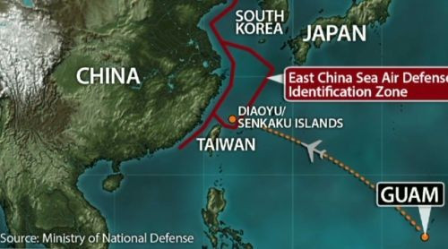 Khu vực nhận diện phòng không mà Trung Quốc tuyên bố thiết lập (vạch màu đỏ) (Ảnh AP) Khu vực nhận diện phòng không mà Trung Quốc tuyên bố thiết lập (vạch màu đỏ) (Ảnh AP)