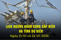 Lịch cắt điện Hà Tĩnh dự kiến hôm nay 21/1 và ngày mai 22/1/2025.