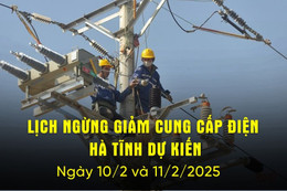 Lịch cắt điện Hà Tĩnh dự kiến hôm nay 10/2 và ngày mai 11/2/2025.