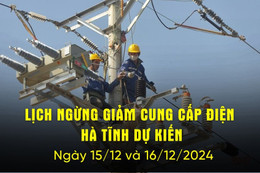 Lịch cắt điện Hà Tĩnh dự kiến hôm nay 15/12 và ngày mai 16/12/2024.