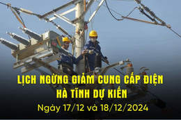 Lịch cắt điện Hà Tĩnh dự kiến hôm nay 17/12 và ngày mai 18/12/2024.