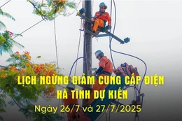 Lịch cắt điện Hà Tĩnh dự kiến ngày hôm nay 26/7 và 27/7/2025.
