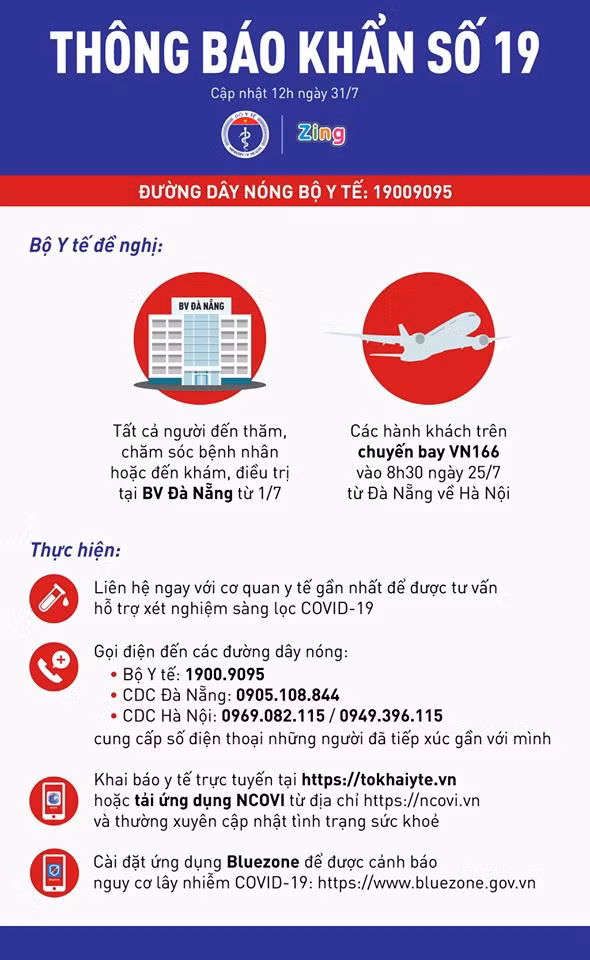 Bộ Y tế khẩn tìm người trên chuyến bay VN166 từ Đà Nẵng về Hà Nội