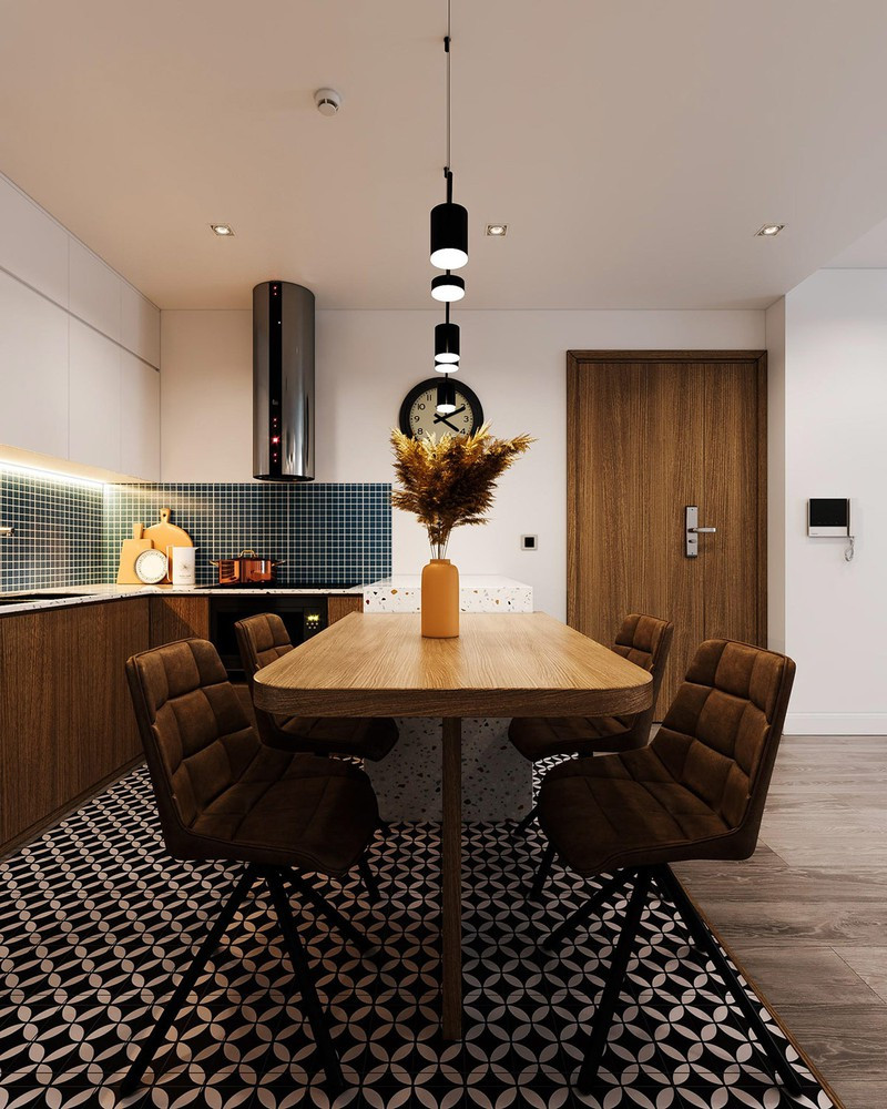 Tạo điểm nhấn cho căn hộ với gam màu xanh và vàng