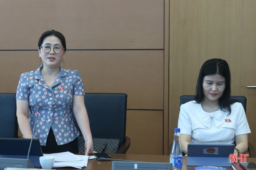 Đại biểu Phan Thị Nguyệt Thu - Chánh án Tòa án nhân dân tỉnh Hà Tĩnh phát biểu thảo luận. bqbht_br_2phanthinguyethuchieu85.jpg