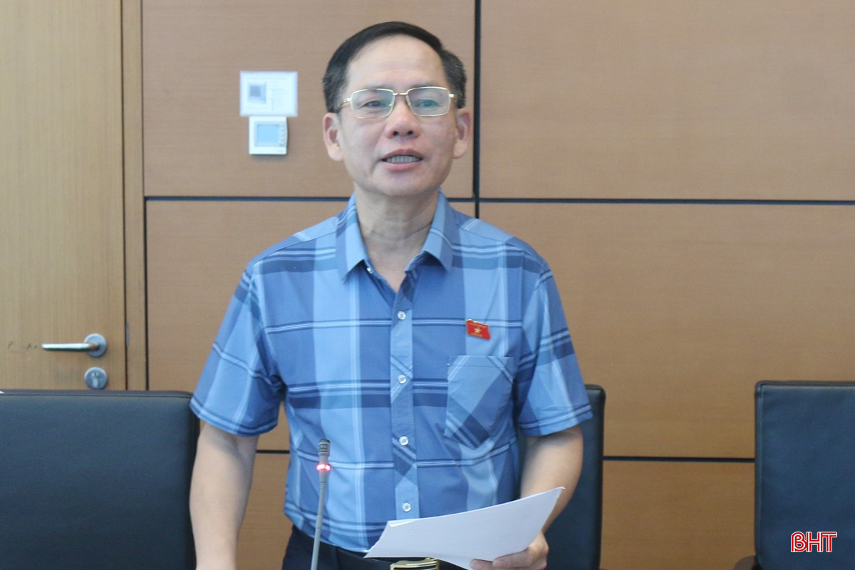 Phó Trưởng đoàn chuyên trách Đoàn ĐBQH tỉnh Trần Đình Gia tham gia ý kiến về xác định rõ thẩm quyền đánh giá công chức là cơ quan hay người đứng đầu cơ quan vì chính quyền địa phương cấp tỉnh và cấp cơ sở phân định rõ nhiệm vụ, quyền hạn của UBND và chủ tịch UBND. bqbht_br_2trandinhgiachieu75.jpg