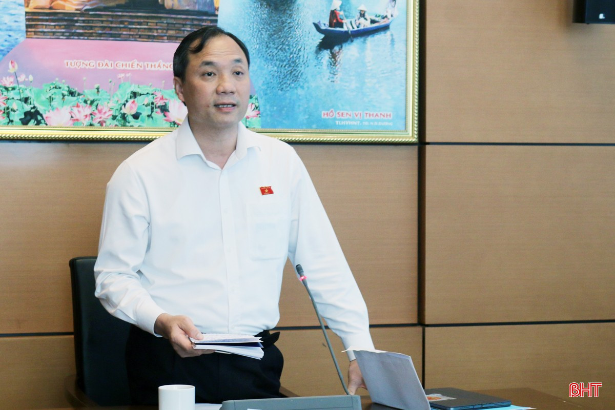 Đồng chí Hoàng Trung Dũng - Trưởng đoàn ĐBQH tỉnh Hà Tĩnh phát biểu kết thúc buổi thảo luận tổ. bqbht_br_6hoangtrungdungchieu125.jpg