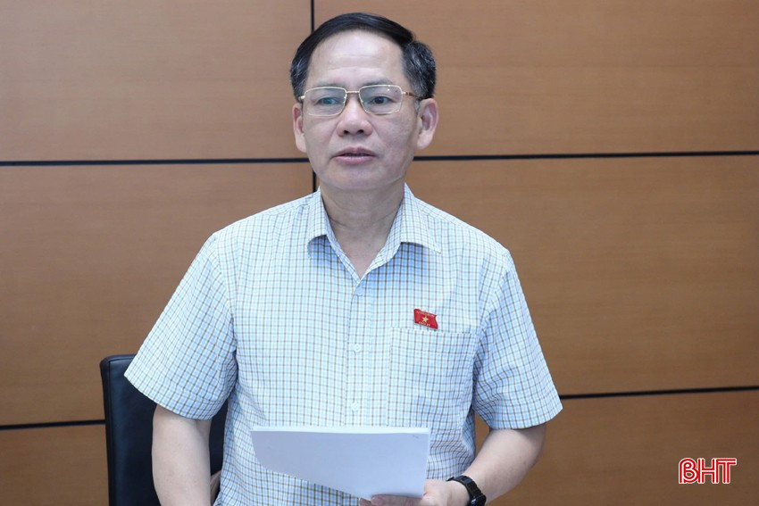 Phó Trưởng đoàn chuyên trách ĐBQH tỉnh Trần Đình Gia đề nghị Chính phủ sớm trình Bộ Chính trị cho chủ trương về dự án khai thác mỏ sắt Thạch Khê; đánh giá khách quan, sớm điều chỉnh quy định về quản lý dạy thêm, học thêm; quan tâm, hỗ trợ chính sách đối với cán bộ, công chức, viên chức, người lao động có thu nhập thấp. bqbht_br_z6630432519722-0f3000d76862582636811f06bd184b1b.jpg