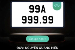 Biển số ôtô 99A-999.99 trúng đấu giá gần 28 tỷ đồng