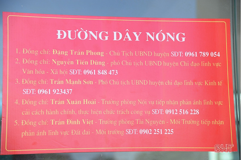 Can Lộc công bố đường dây nóng của lãnh đạo UBND huyện 