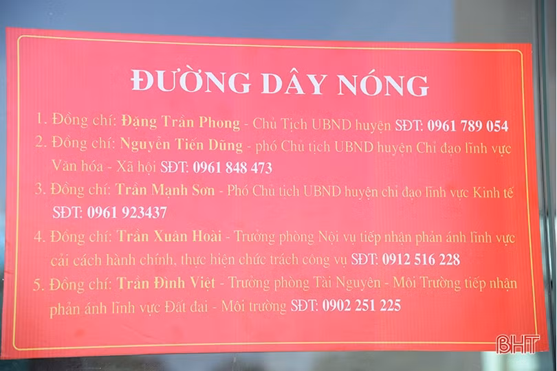 Can Lộc công bố đường dây nóng của lãnh đạo UBND huyện 