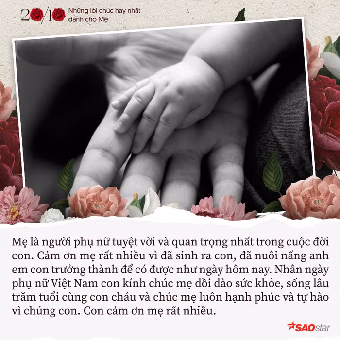 Những lời chúc ngày 20/10 dành cho mẹ hay nhất