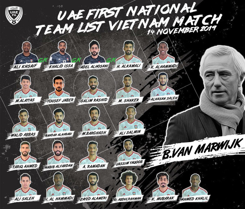 Tuyển UAE mất 3 trụ cột đấu tuyển Việt Nam