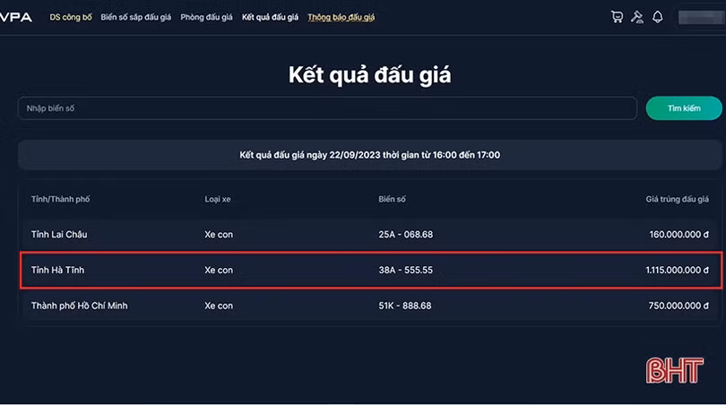 Biển số đại hồng phát của Hà Tĩnh lên sàn đấu giá