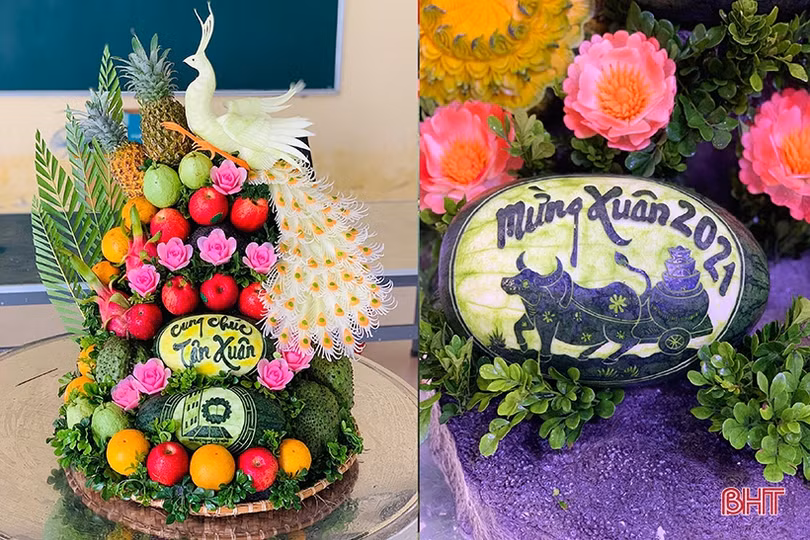 Chim bay phượng múa trên trái cây ngày tết ở Hà Tĩnh