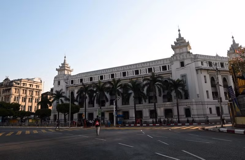 Quang cảnh Tòa thị chính Myanmar - nơi đang bị quân đội kiểm soát