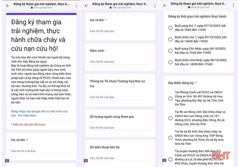Đăng ký để trải nghiệm hoạt động phòng cháy, chữa cháy ở Hà Tĩnh