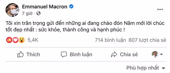 Lời chúc Tết bằng tiếng Việt của Tổng thống Pháp Macron nhận ‘bão like’