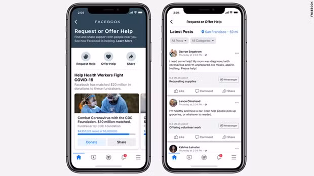 Facebook phát hành tính năng “trợ giúp cộng đồng” phòng chống Covid-19
