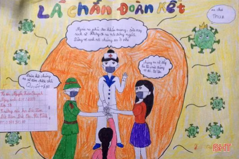 Thiếu nhi Hà Tĩnh hưởng ứng cuộc thi vẽ tranh phòng, chống Covid-19