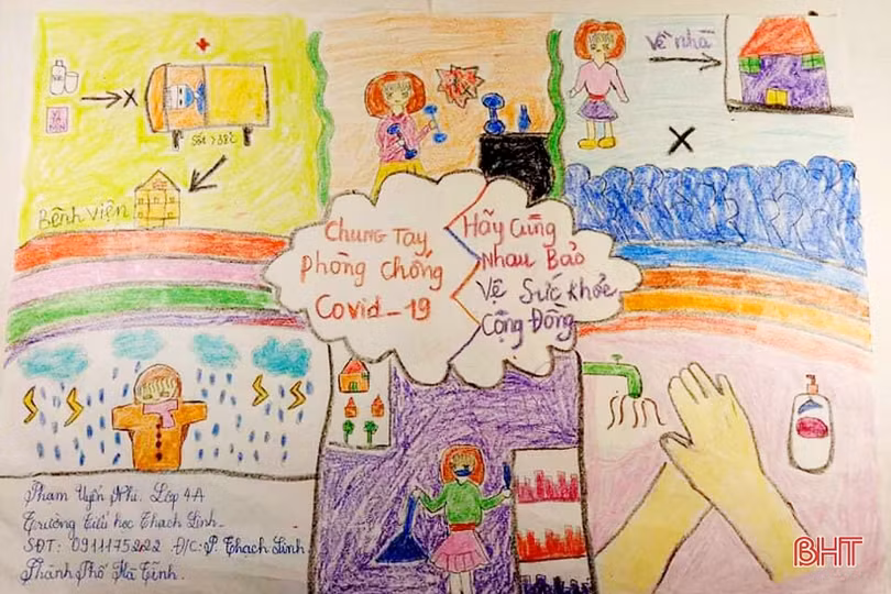 Thiếu nhi Hà Tĩnh hưởng ứng cuộc thi vẽ tranh phòng, chống Covid-19