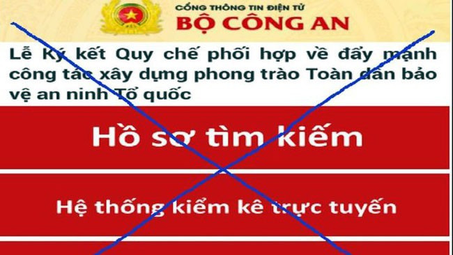 đánh cắp thông tin khách hàng qua trang web giả bộ công an hình 1 Phát hiện trang mạng mạo danh Cổng Thông tin điện tử Bộ Công an