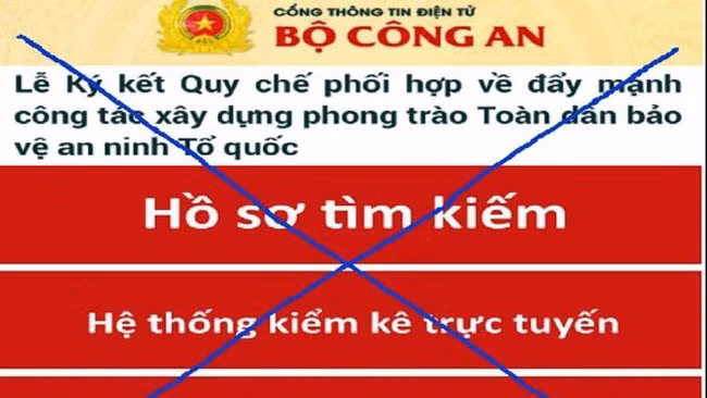 Phát hiện trang mạng mạo danh Cổng Thông tin điện tử Bộ Công an