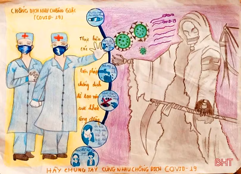 Thiếu nhi Hà Tĩnh hưởng ứng cuộc thi vẽ tranh phòng, chống Covid-19