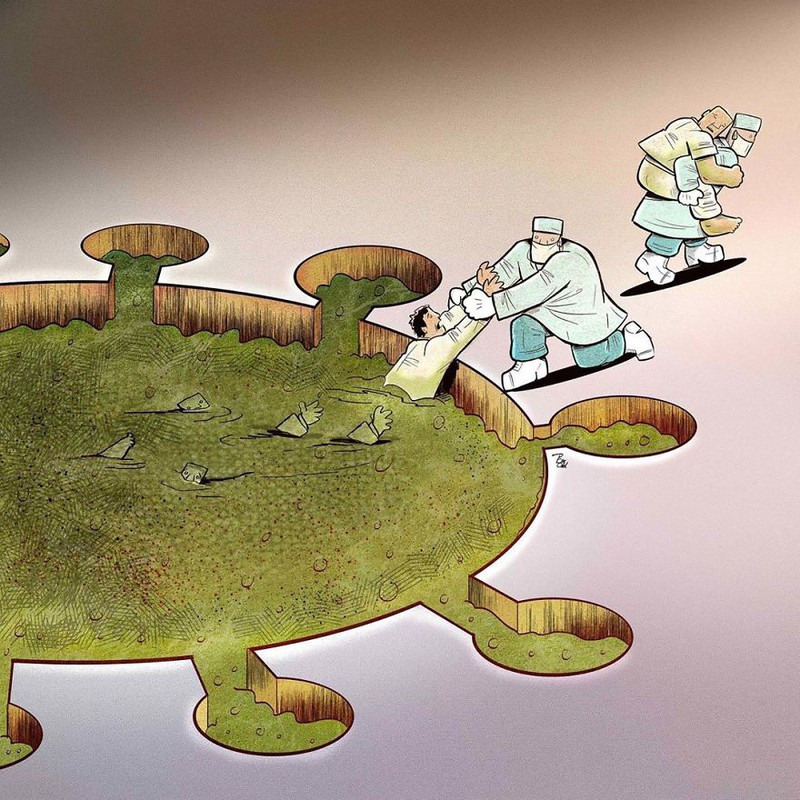 Bộ tranh cảm động về những bác sĩ tuyến đầu chống dịch Covid-19