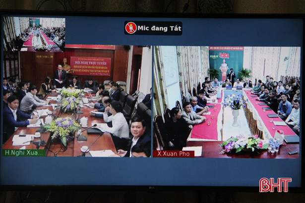 Nghi Xuân khai thác hệ thống truyền hình hội nghị trực tuyến đầu tiên Hà Tĩnh