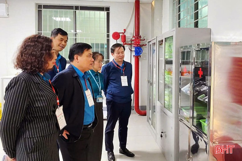 Lãnh đạo LĐLĐ tỉnh và LĐLĐ TX Hồng Lĩnh nắm tình hình quan hệ lao động, việc thực hiện chế độ chính sách cho người lao động tại Công ty TNHH Haivina Hồng Lĩnh. bqbht_br_dt-z6504674296491-5e02946b910c8d9d5ccbea1b62a8ad30.jpg