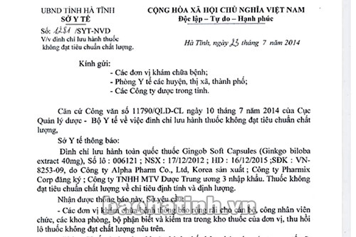 Thông báo của Sở Y tế đến các đơn vị, cơ sở khám chữa bệnh, phòng y tế các địa phương