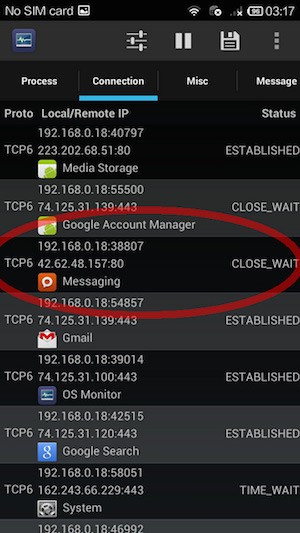 Bằng chứng cho thấy Redmi Note gửi dữ liệu tin nhắn về máy chủ Trung Quốc. Ảnh: TechNews.