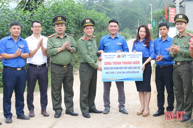Đoàn thanh niên Công an tỉnh và BIDV Hà Tĩnh bàn giao 5 công trình thanh niên ở Hương Khê
