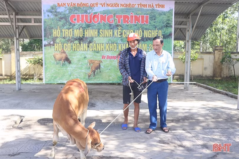 Trao mô hình sinh kế cho gia đình khó khăn ở Vũ Quang