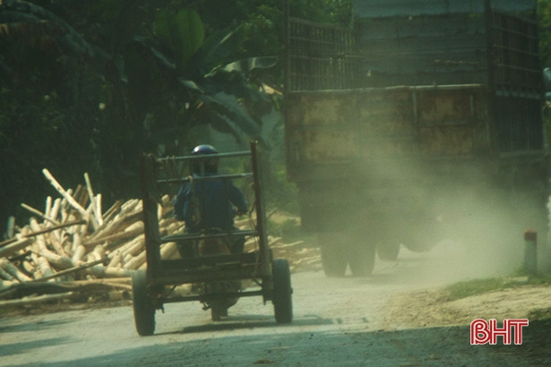 Ồ ạt tập kết gỗ keo bên đường, “uy hiếp” giao thông trên QL8C ở Hà Tĩnh