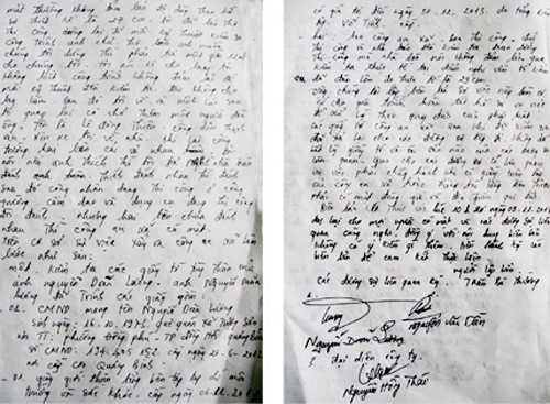 Biên bản sự việc liên quan giữa tổ thi công với "phóng viên" Tạp chí Môi trường và sức khỏe do Công an xã Thạch Thắng (huyện Thạch Hà) lập