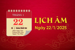 Lịch âm hôm nay ngày 22/1/2025: Xuất hành suôn sẻ, như ý.