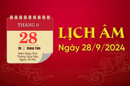 Lịch âm ngày 28/9/2024 - lịch vạn niên - xem lịch âm chính xác nhất